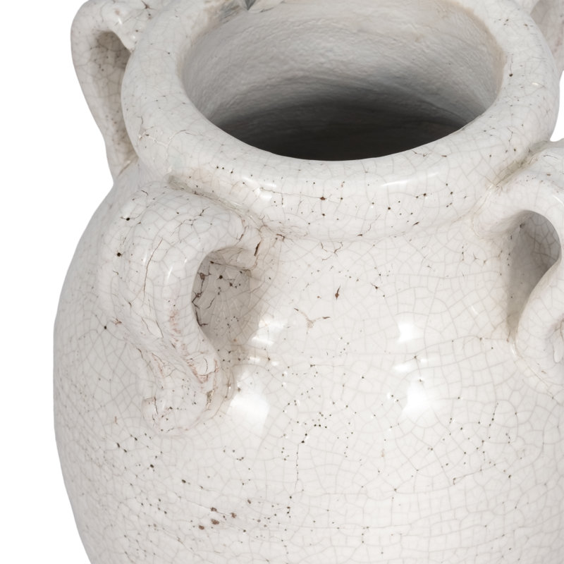 Ceramic/Porcelain Table Vase, Glossy White, 7" H x 5" W x 5" D