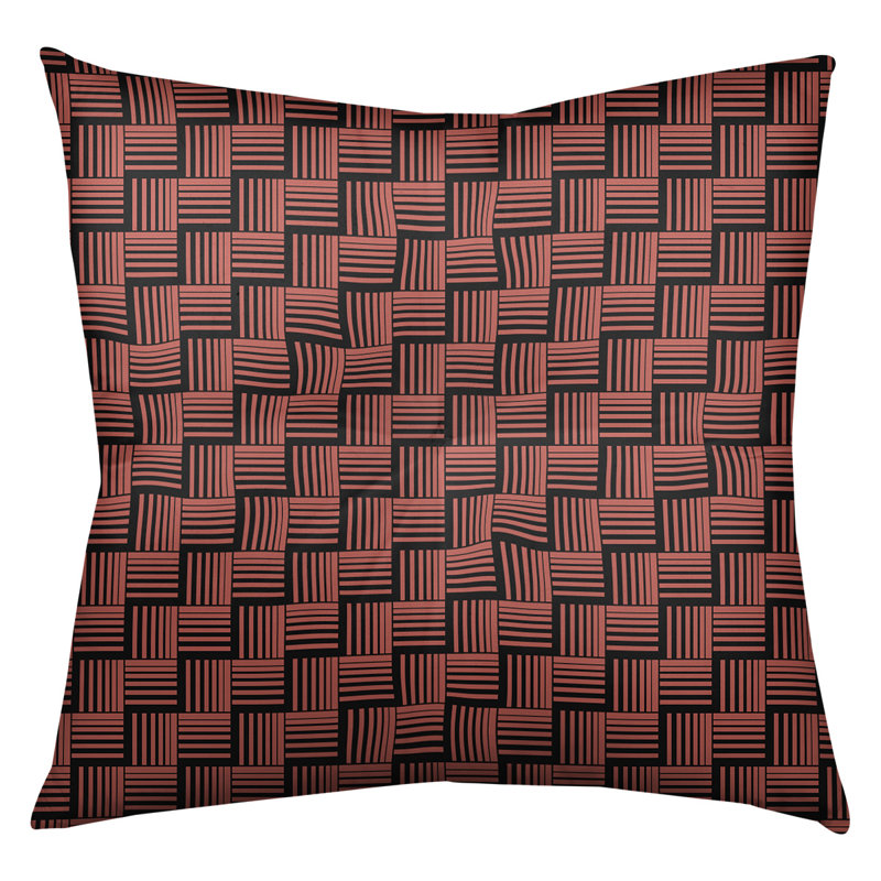 Coussin de sol classique à rayures Baskettressées, 26 po x 26 po, Rouge clair/noir