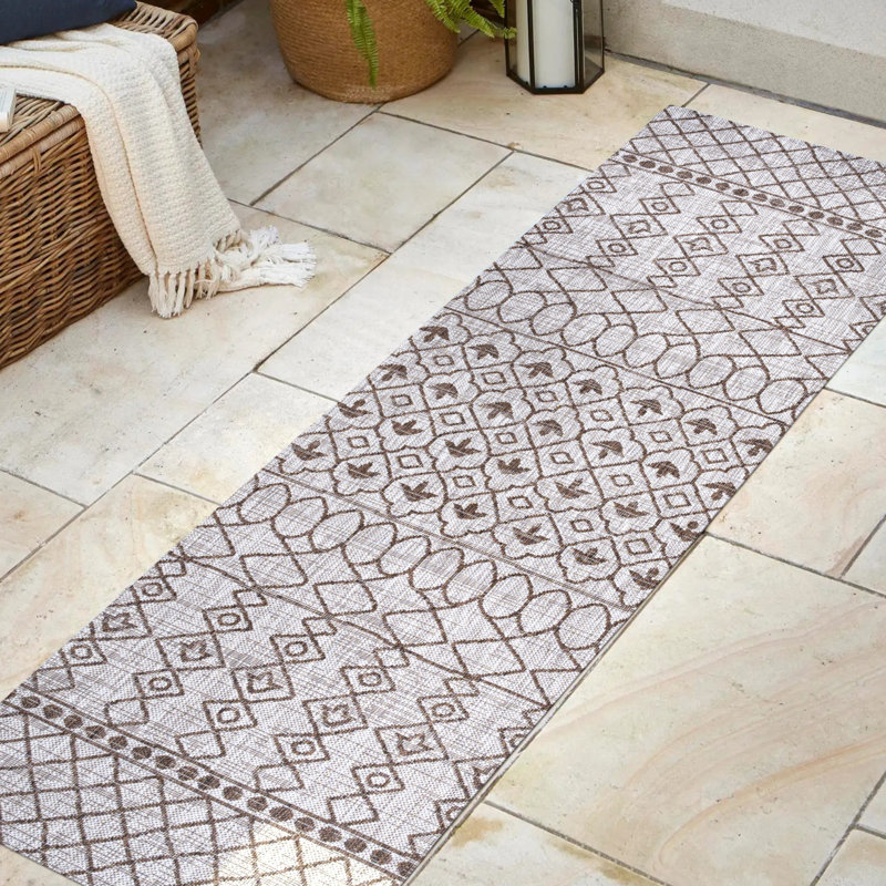 Ramazan Tribal Bohemian Beige/Brown Indoor/Outdoor Rug, Runner 2'2" x 8'