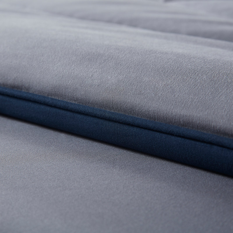 Box Stitch Comforter, Twin Comforter, Navy/Gray