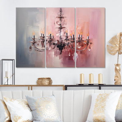 " Chandelier Minimalist Brilliance II " 3 Piece Art Mixed Media Print