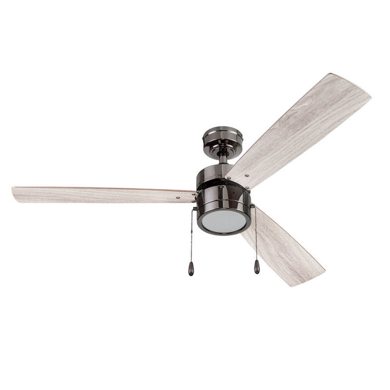 Madrona 52'' Ceiling Fan with LED Light, Matte Black, Oak