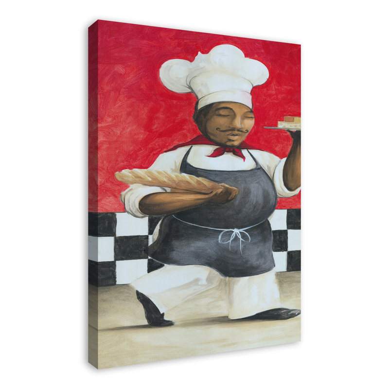 " Happy Chef ", 36" H x 24" W x 1.25" D, Wrapped Canvas