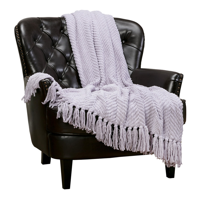 Jeté tricoté texturé , Lilas brumeux, l 65 po x L 50