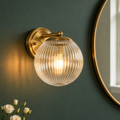 1-Light Ribbed Glass Wall Sconce
