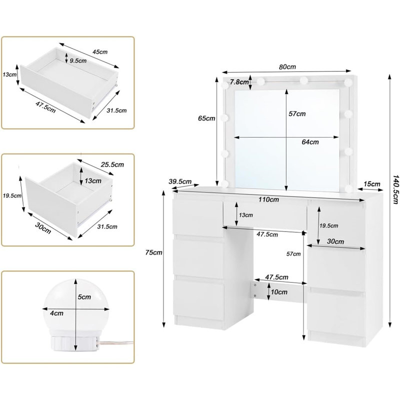 Almir Dressing Table with Mirror