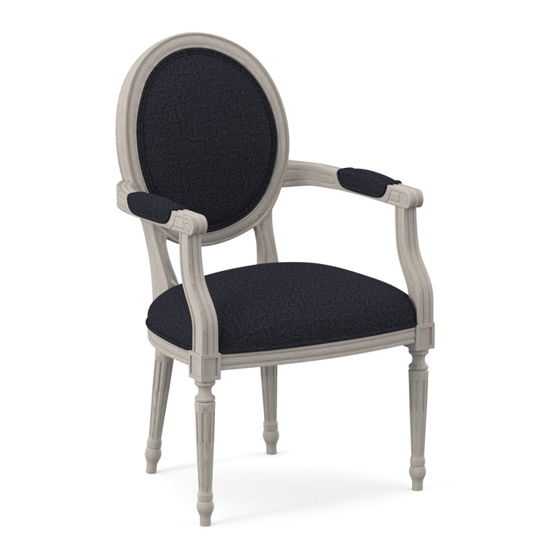 Chaise avec accoudoirs en tissu Dauphin, Bisque, Marine de Venise