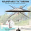 Parasol de table 9 pi - Gris, protégé, facile à ajuster, 8 nervures pour patio, jardin, plage, piscine