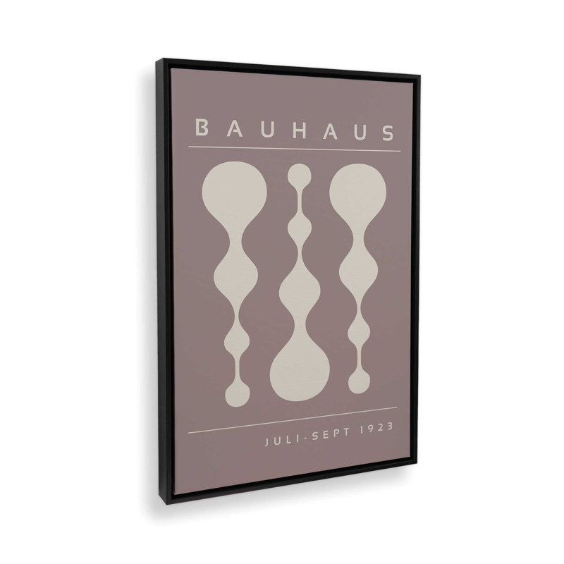 «Midnight Retro Bauhaus», reproduction sur toile encadrée, H 36,75 po x l 24,75 po, Cadre flottant noir satiné, Taupe / beige