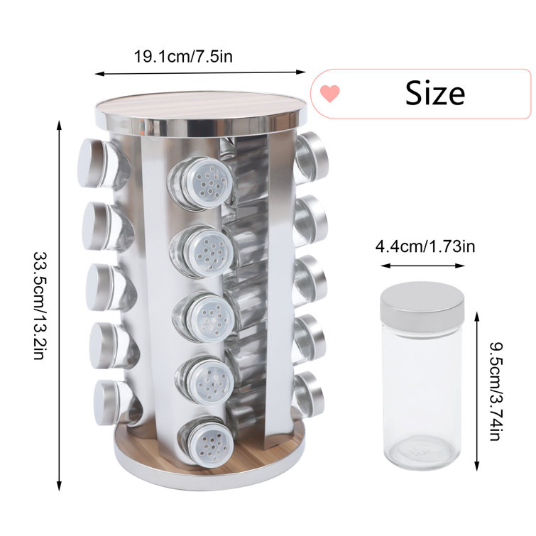 Prep & Savour Freestanding Stainless Steel Spice Jar & Rack Set