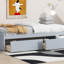 Lit simple avec 2 tiroirs, lit en bois d'hévéa massif, gris-847093314