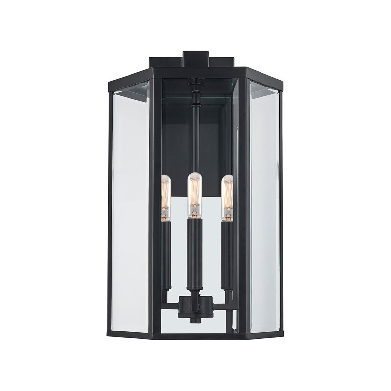 Fusion-Edgeworth Outdoor 3-Light Wall Sconce - Matte Black - 10.5”L x 10.5”W x 18”H