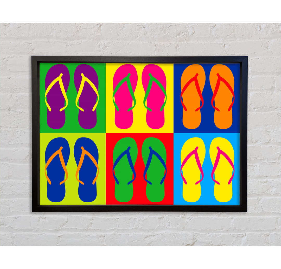 Pop Art Flip Flops - Einzelne Bilderrahmen Kunstdrucke auf Leinwand