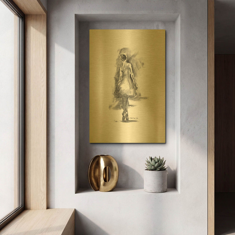 «Dance figure 1» par Stellar Design Studio, art mural en métal doré, 12 po x 16 po, 12"x16"