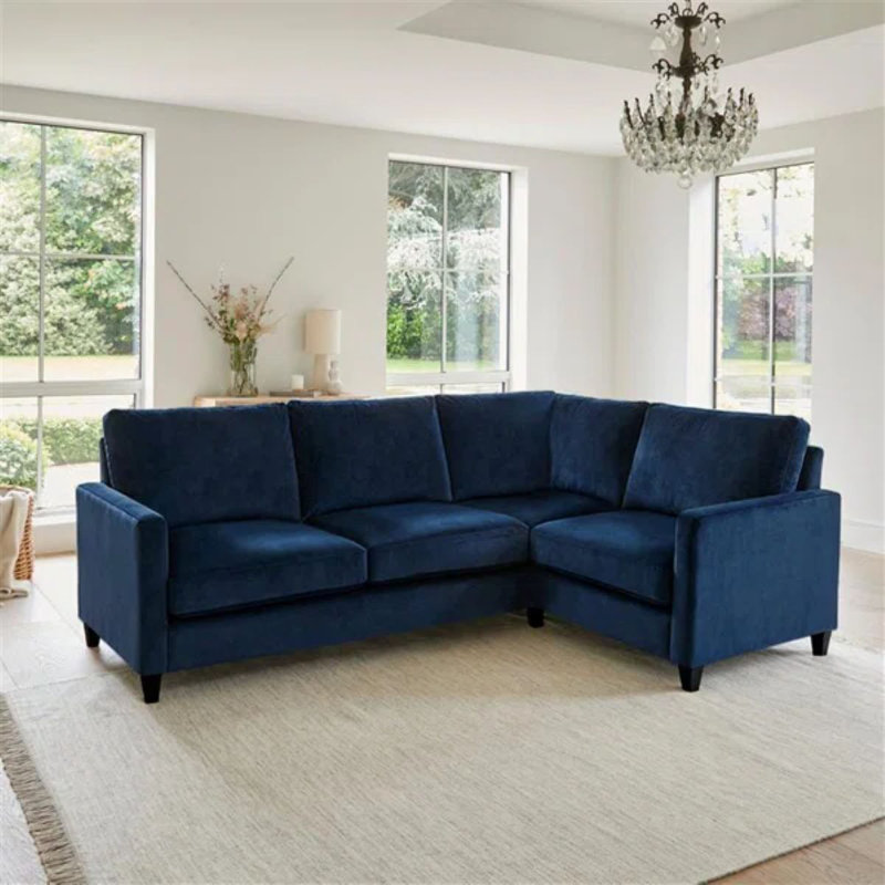 Aharshi Corner Sofa, Left Hand Facing, Black Oak Legs, Ink