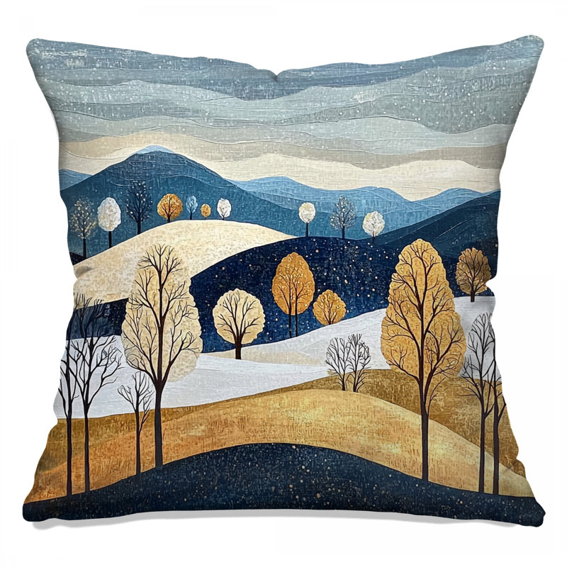 Coussin décoratif paysage, coussins double face nature, 14 X 14 pouces