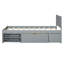 Lit plateforme gris simple avec tiroir et 2 tablettes - Structure, rangement abondant, environnement calme, sans sommier, guide d'assemblage facile-1020238779