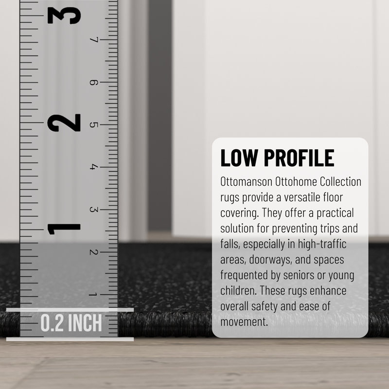 Homeline Non-Slip Rubberback Custom Cut Extra Long Halllway Runner Rug, Black, Runner 2' x 17'