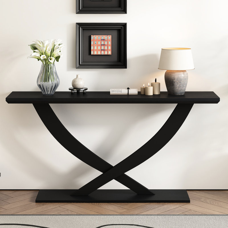 Console moderne rustique 57 po, à pieds croisés, + pour la chambre à coucher, construction, patio, Noir