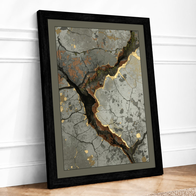 Weathered Stone Industrial - Framed Print, A1 - 84.1 x 59.4 cm, Black