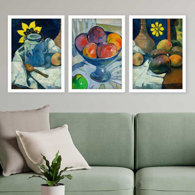 Ensemble de 3 peintures élégantes encadrées décoratives, 13,8 x 17,7 pouces chacune | 100% bois avec cadre 100% polystyrène (épaisseur: 0,8 pouce) | Impression numérique UV, parfaite pour le salon et la décoration intérieure