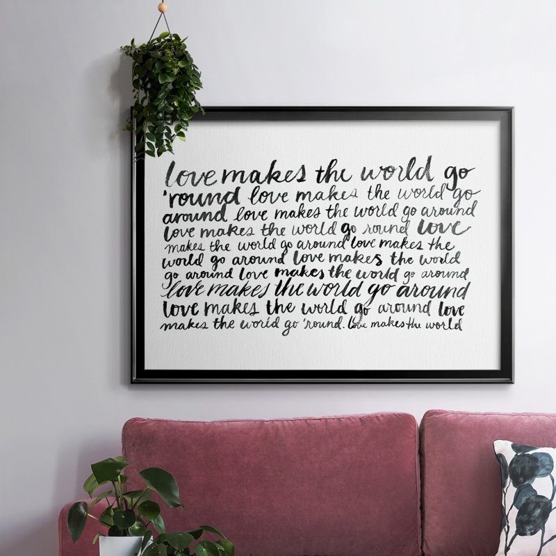 Écriture avec amour II, reproduction d'art sur toile, H 14 po x l 20 po x P 1,5 po, Noir
