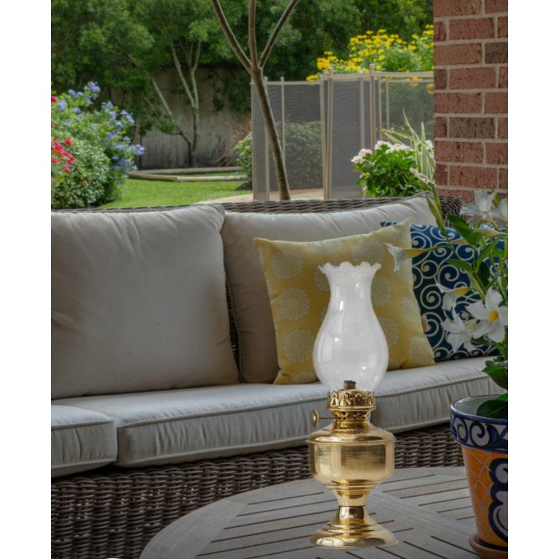 Vintage Brass and Glass Oil Lamp with Fluted Chimney