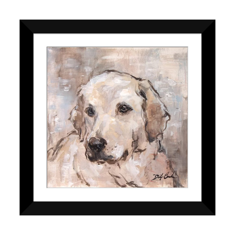 «Lovely Lab», reproduction sur toile, H 24 po x l 24 po x P 1 po, Papier d'art encadré noir, Blanc