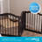 Wooden Freestanding Dog Gate - 3-Panel Foldable Indoor Pet Fence - 24” Tall Arched Pet Gate for Stairs, Hallways, Doorways, and Porch - Barrier for Small Dogs and Puppies (Espresso)