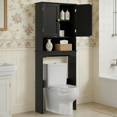 Armoire de rangement au-dessus de la toilette avec tablette réglable et organisateur de salle de bain autoportant pour maximiser l'espace vertical dans les salles de bain compactes