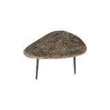 Skipping Stone Coffee Table, Gray Stone, Forged Legs
