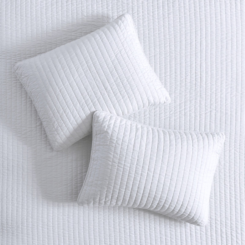 Courtepointe blanche 2 pièces pour lit simple / simple TG - Microfibre avec rembourrage en coton, réversible, crée un espace de chambre paisible dans un motif de corail réversible, et mélange, lavable à la machine
