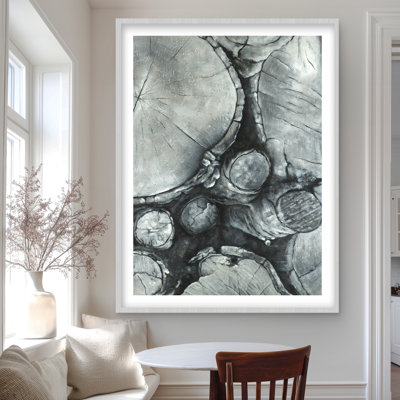 Bûches texturées en bois - Arbres monochromes, impression encadrée