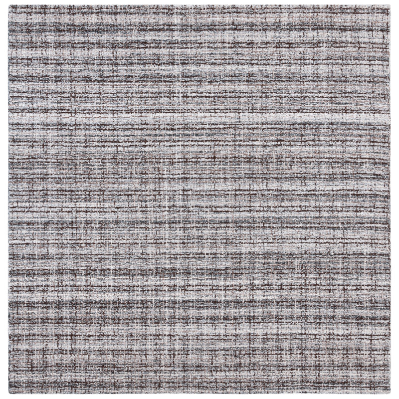 Tapis gris / noir en laine / coton touffeté à la main Bromsgrove, Carré 6 pi