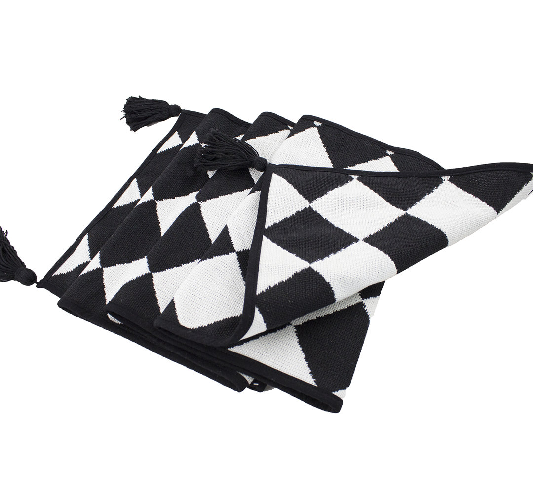 Black & White Checker Cotton Blend Table Runner 14"w X 71"l Union Rustic