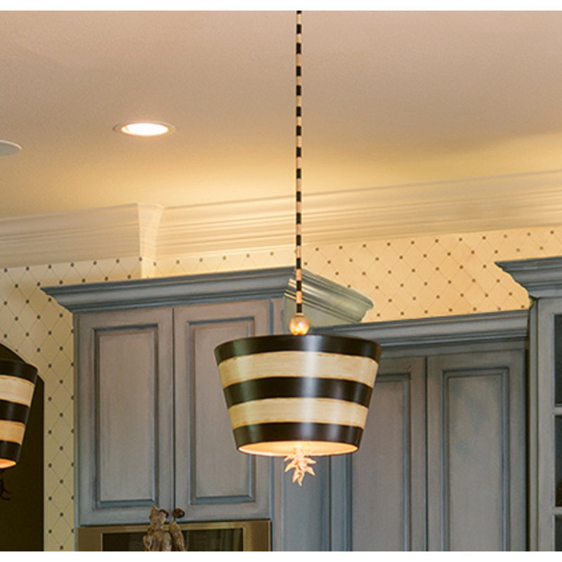 Luminaire suspendu rayé en noir et blanc Copenhaver South Beach