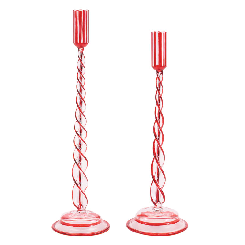 Porte-bougie torsadé en verre torsadé