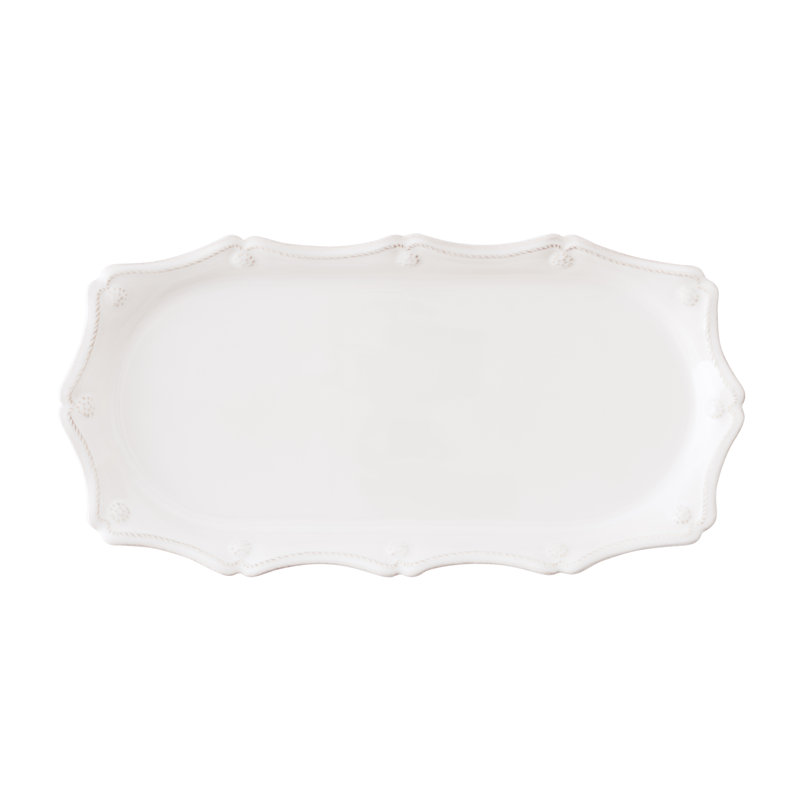 White Floral Ceramic Stoneware Serving Platter