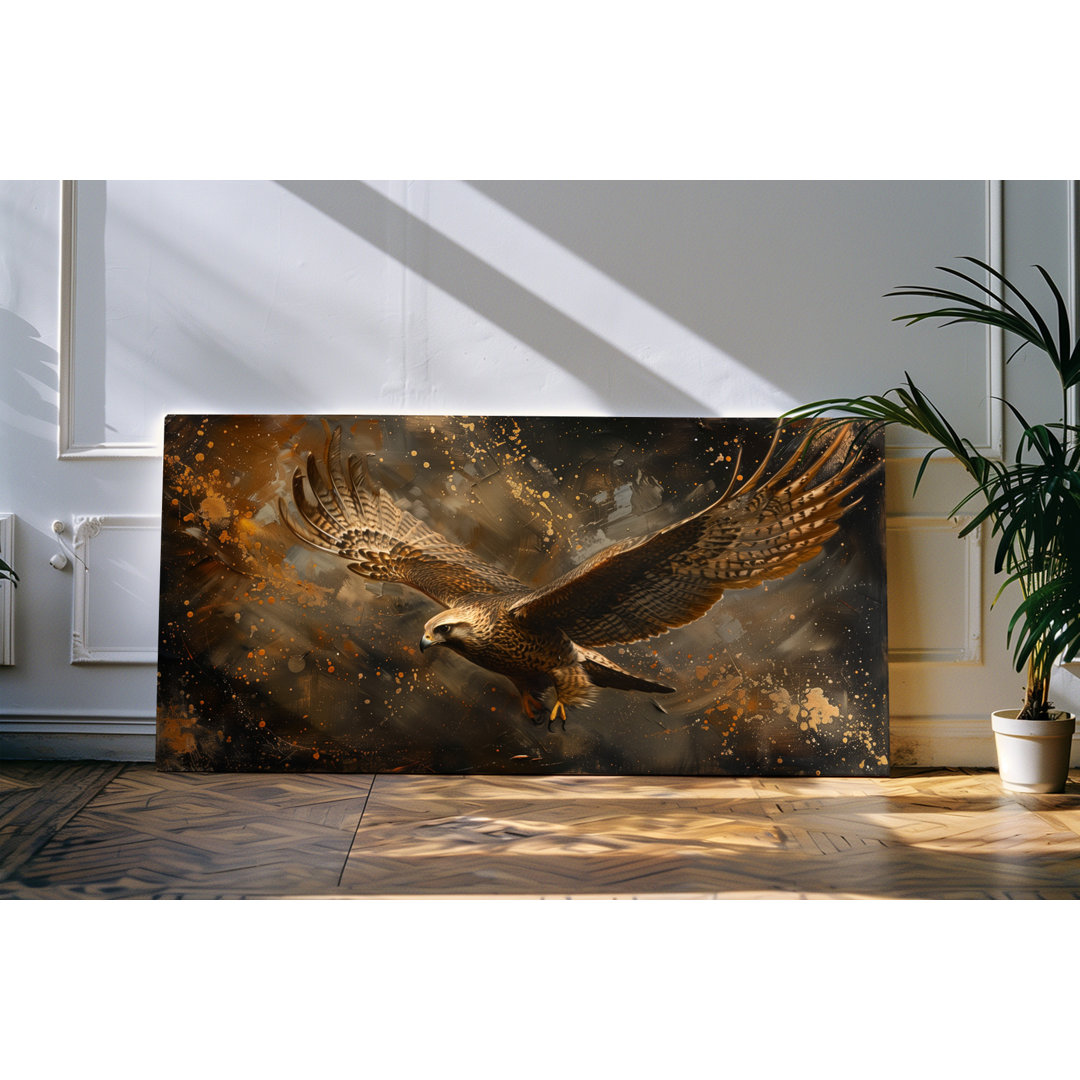 Wandbild 120x60cm Falke Kunstwerk Greifvogel Raubvogel Kunstvoll