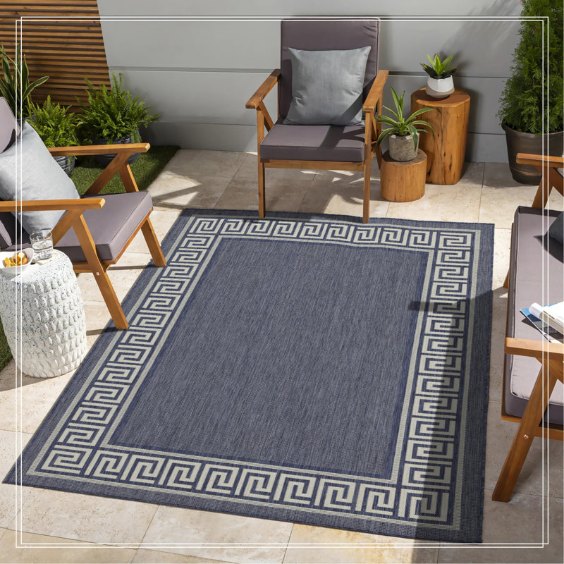 Blue Indoor/Outdoor Area Rug, Rectangle 7'10" x 10'3"