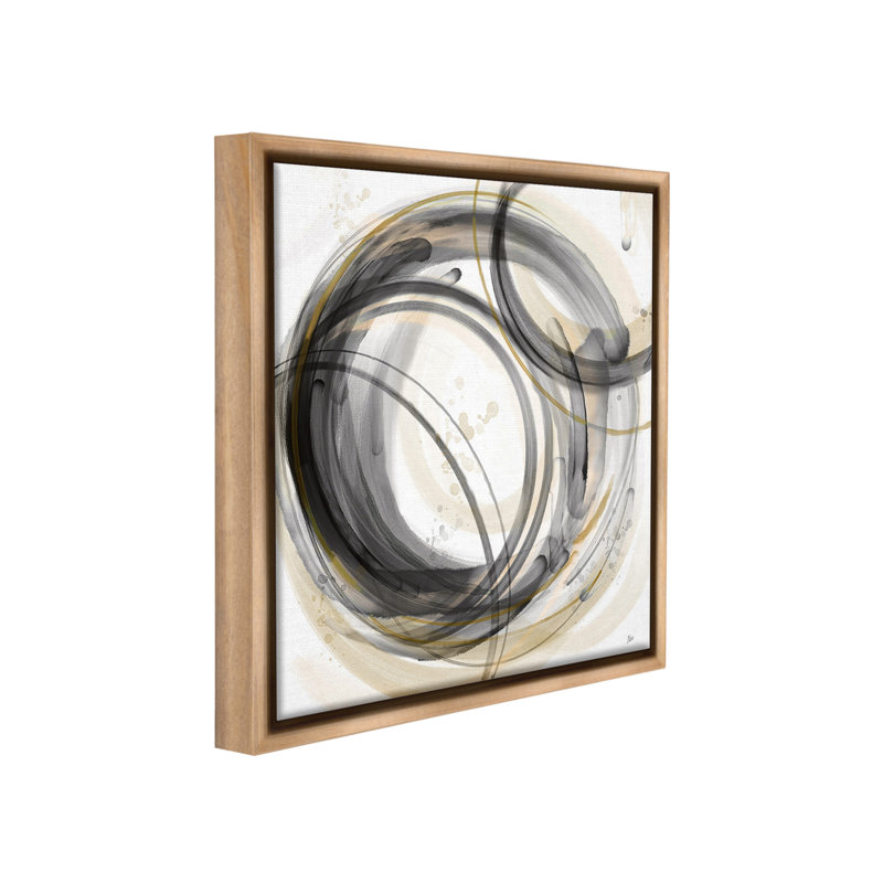 "Neutral Circular Abstract" par Nan sur toile, Cadre flottant orme Montalcino, H 25 po x l 25 po