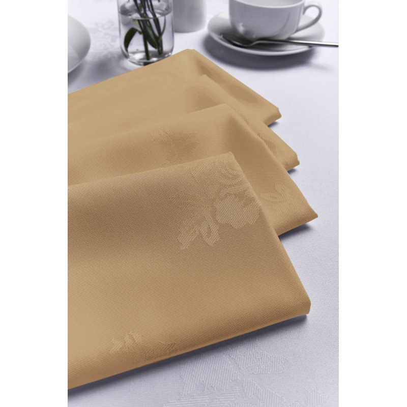 Ishaan Polyester Floral Square Napkin, Sandlewood