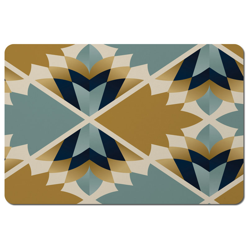 Ghazaros Wood, Polyester Geometric Rectangle Placemat