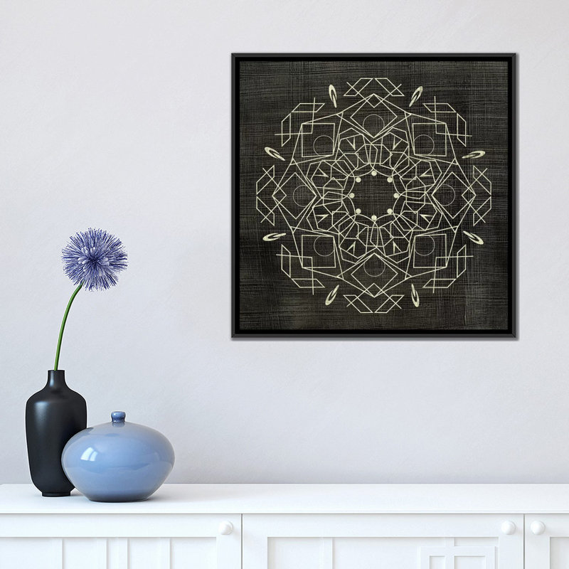 « geometric tile iv », reproduction d’impression sur toile, H 18 po x l 18 po x P 1,5 po, Toile avec cadre flottant noir