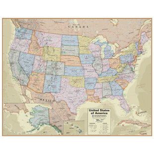 Waypoint Geographic 2'' W x 2'' H Dry Erase And Laminated U.S. Map