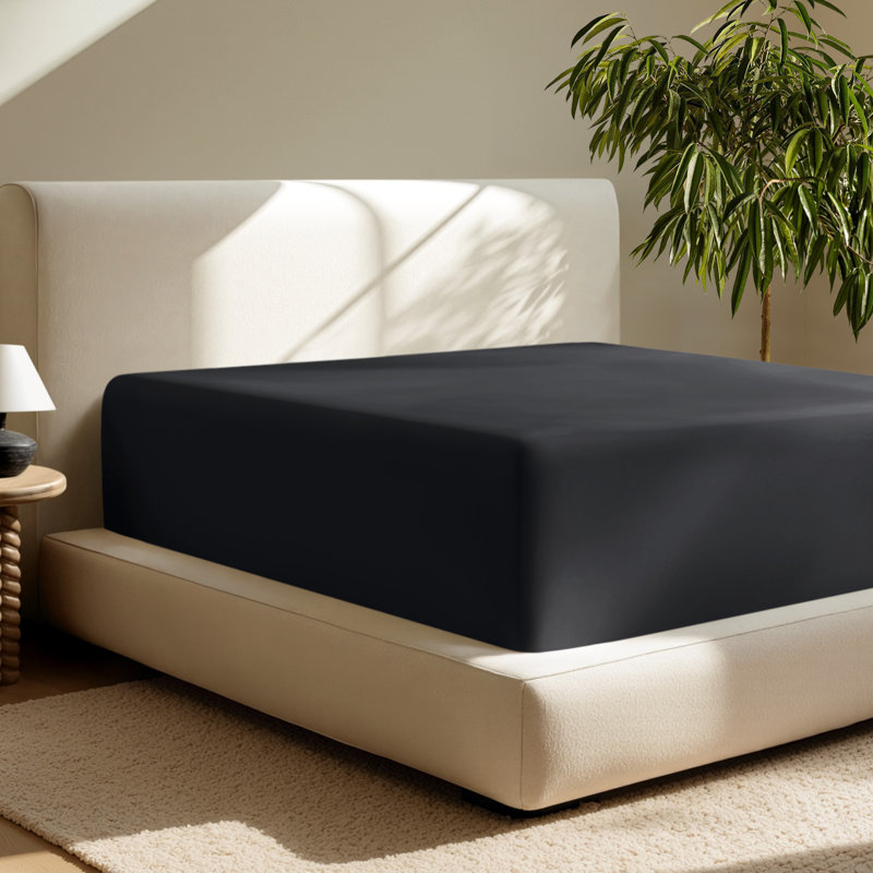 Extra Deep Microfiber Fitted Sheet, Full XL Fitted Sheet, Black