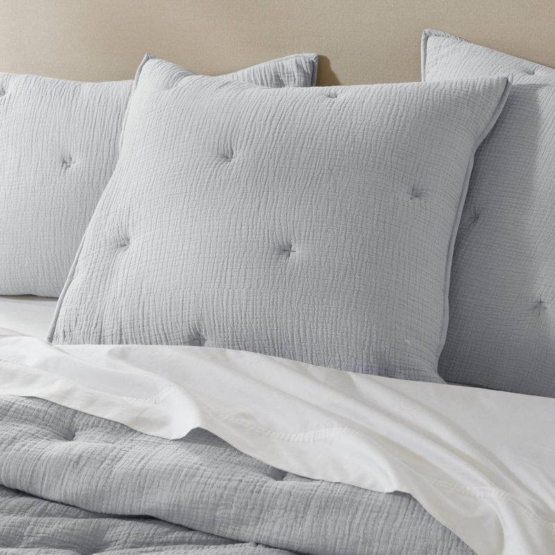 Breeze Cotton Gauze Embroidered Euro Sham, Blue