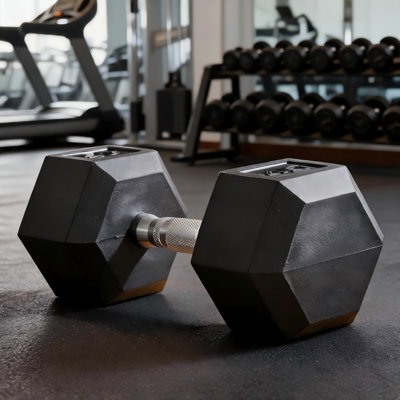 Haltère hexagonale en caoutchouc noir 45 lb, convient à la maison, au bureau et à la salle de sport, ainsi qu'aux appareils de musculation pour hommes et femmes