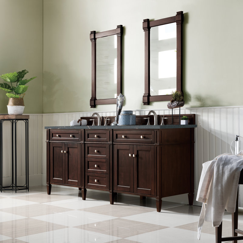 Brittany 72'' W Double Vanity, Parisien Bleu, Burnished Mahogany