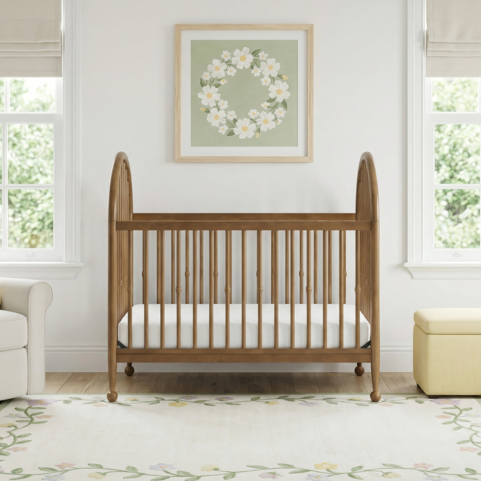 Greenguard Gold Certified 3 -in-1 Convertible Crib, Natural Walnut